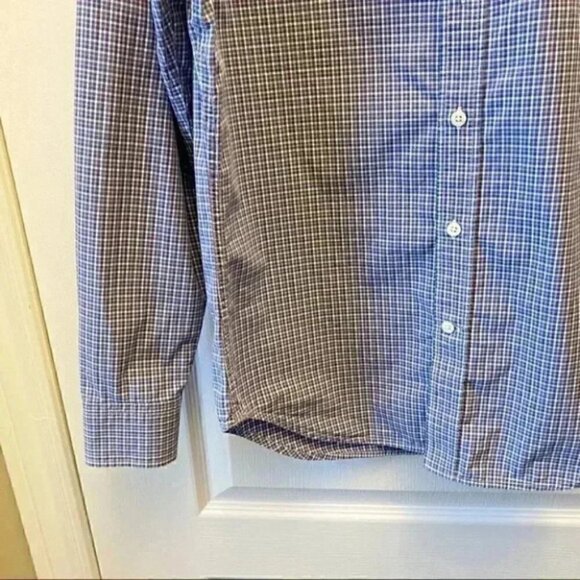Banana Republic Men's Button Down Shirt Slim Fit Blue White Plaid Mens Small - Picture 6 of 15